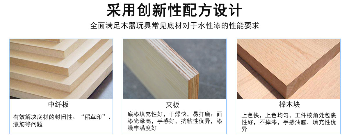 全面滿足常見木器玩具底材對(duì)于水性漆的性能要求
